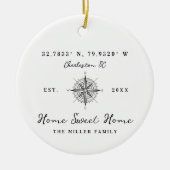 Home Sweet Home Latitude Longitude Personalized Keramisch Ornament (Voorkant)