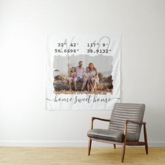 "Home Sweet Home" Latitude Longitudefamilie Foto Wandkleed