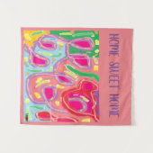 Home sweet Home logo zachte pastels multikleuren Wandkleed (Voorkant (horizontaal))
