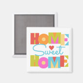 Home Sweet Home Magneet -Kleur Blok Letters-WHT BG (Voorkant / Achterkant)