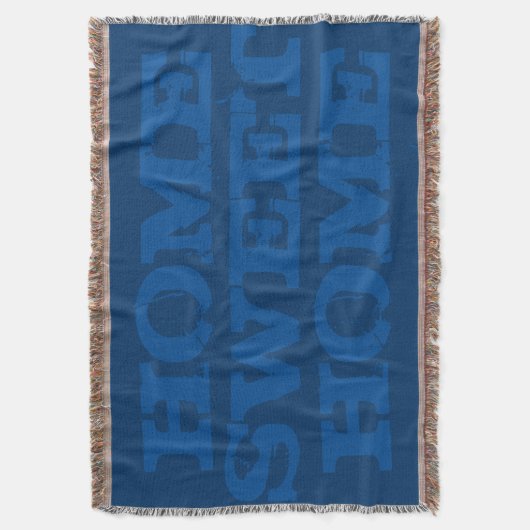 Home sweet home marine blauw geweven gooi deken (Voorkant Verticaal)