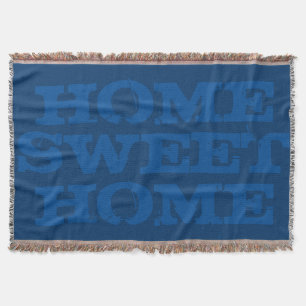 Home sweet home marine blauw geweven gooi deken