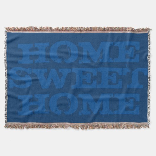Home sweet home marine blauw geweven gooi deken (Voorkant)