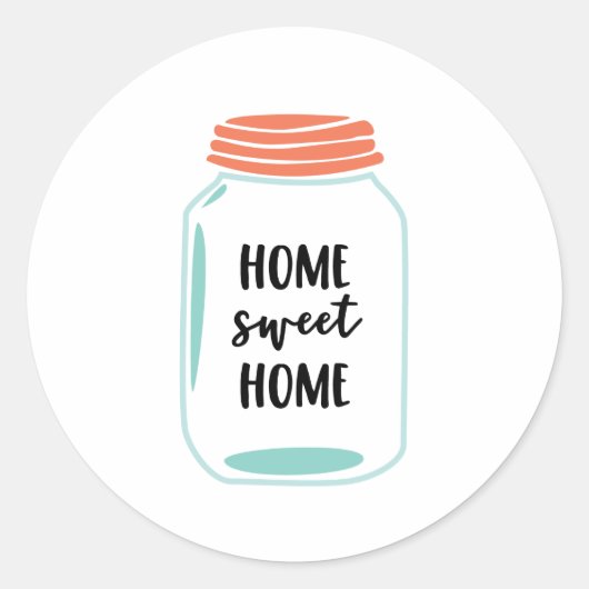 Home Sweet Home, Mason Jar Ronde Sticker (Voorkant)