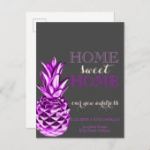 Home Sweet Home, Metallic Pineapple New Address Aankondigingskaart (Voorkant / Achterkant)