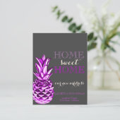 Home Sweet Home, Metallic Pineapple New Address Aankondigingskaart (Staand voorkant)