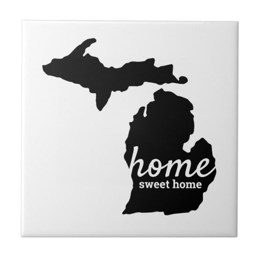 Home Sweet Home Michigan Silhouette Tegeltje (Voorkant)