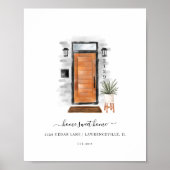 Home Sweet Home Mid-Century Moderne Waterverf deur Poster (Voorkant)