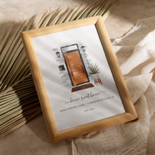 Home Sweet Home Mid-Century Moderne Waterverf deur Poster