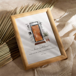 Home Sweet Home Mid-Century Moderne Waterverf deur Poster