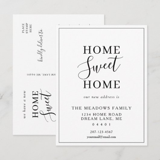 Home Sweet Home Minimalist Moving Aankondigingskaart (Voorkant / Achterkant)