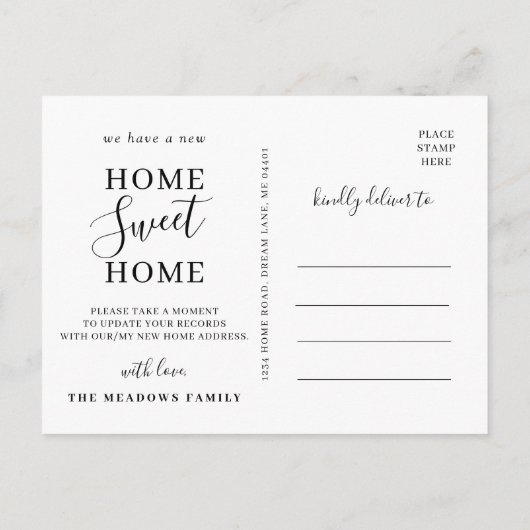 Home Sweet Home Minimalist Moving Aankondigingskaart (Achterkant)