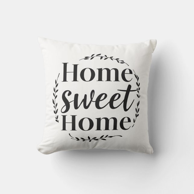 Home Sweet Home Minimalistische typografie Kussen (Voorkant)