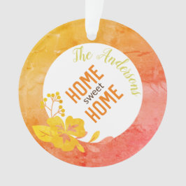 Home Sweet Home Modern Floral Chic Oranje Yellow Ornament
