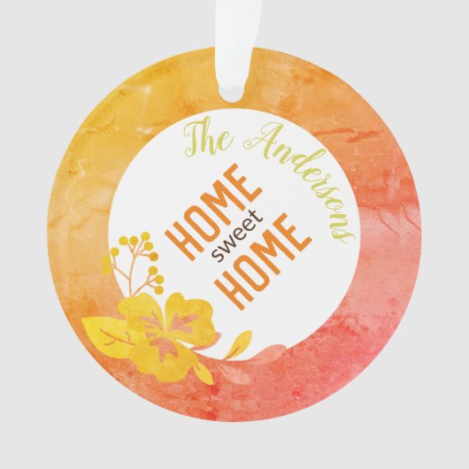 Home Sweet Home Modern Floral Chic Oranje Yellow Ornament (voorkant)