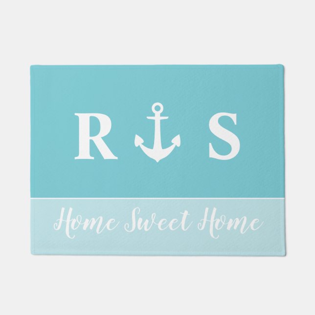 Home Sweet Home Monogram Anchor Deurmat (Voorkant)