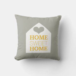 HOME SWEET HOME Mustard Grey & Yellow Pillow Kussen