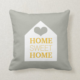 HOME SWEET HOME Mustard Grey & Yellow Pillow Kussen