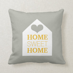 HOME SWEET HOME Mustard Grey & Yellow Pillow Kussen