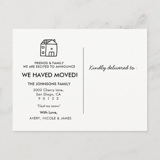 Home Sweet Home Navy Bewegende Aankondiging Briefk (Achterkant)