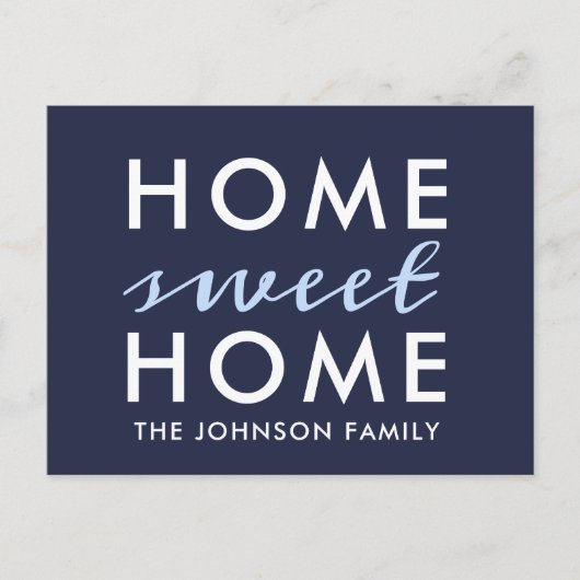Home Sweet Home Navy Bewegende Aankondiging Briefk (Voorkant)