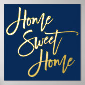 Home Sweet Home Navy Blue Luxury Real Folie Afdrukken (Voorkant)