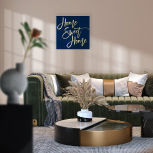 Home Sweet Home Navy Blue Luxury Real Folie Afdrukken