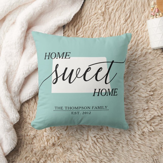 Home Sweet Home ND State Family Name Throw Pillow Kussen (Deken)