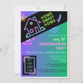 Home Sweet Home Neon Housewarming Party Uitnodigen Kaart (Voorkant)