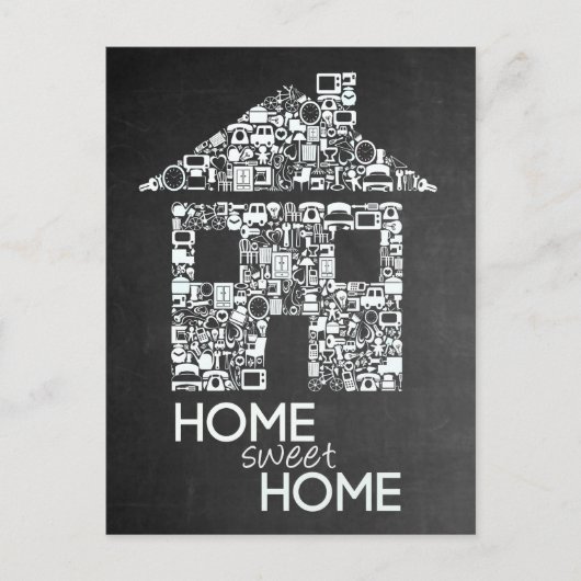 Home Sweet Home Nieuw Adres Chalkboard Note Kaart (Voorkant)