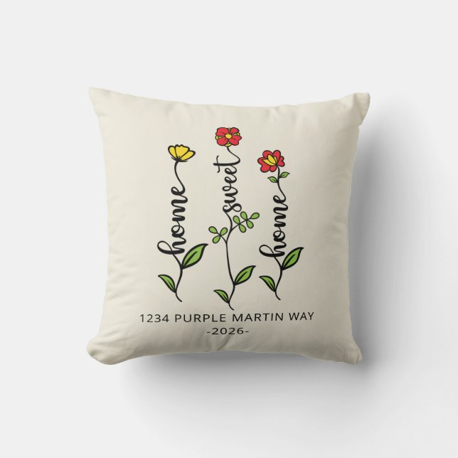 Home Sweet Home Nieuw adres Huisopwarming Kussen (Voorkant)