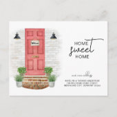 Home Sweet Home Nieuw Adres Rode Deur Waterverf Aankondigingskaart (Voorkant)