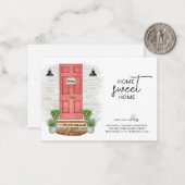 Home Sweet Home Nieuw Adres Rode Deur Waterverf Notitiekaartje (Voorkant / Achterkant in situ)