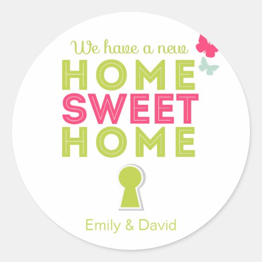 Home Sweet Home {nieuw thuis} Cupcake Toppers/Stic Ronde Sticker (Voorkant)
