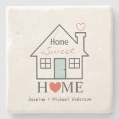Home Sweet Home op maat Stenen Onderzetter (Voorkant)