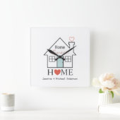 Home Sweet Home op maat Vierkante Klok (Huis)