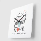 Home Sweet Home op maat Vierkante Klok (Hoek)