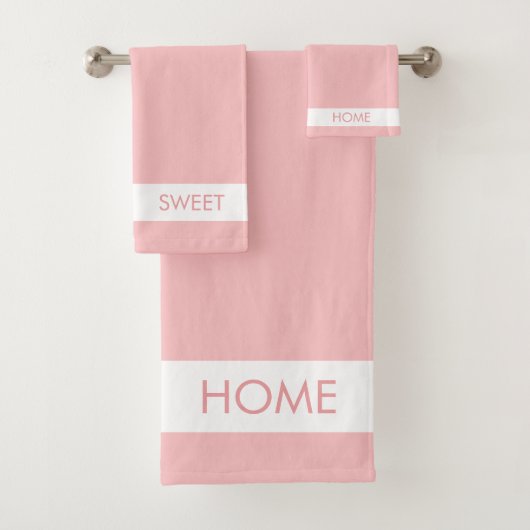 Home Sweet Home op roze keukenset Bad Handdoek (Insitu)