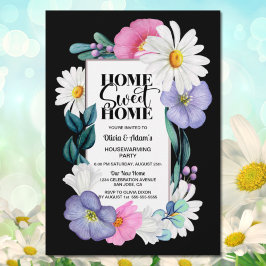 Home Sweet Home Paars Pink Floral Housewarming Kaart