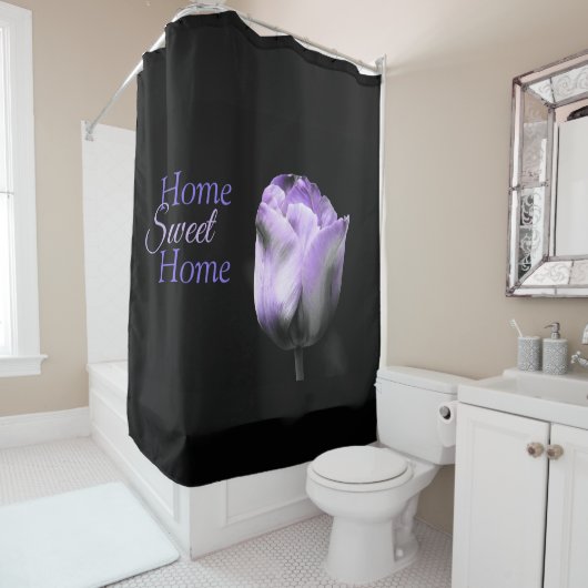 Home Sweet Home Paarse Grijs Zwarte Tulp Douchegordijn (In situ)