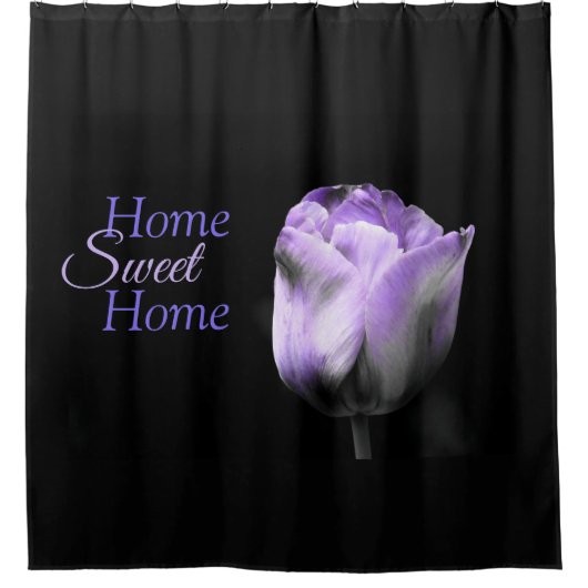 Home Sweet Home Paarse Grijs Zwarte Tulp Douchegordijn (Voorkant)