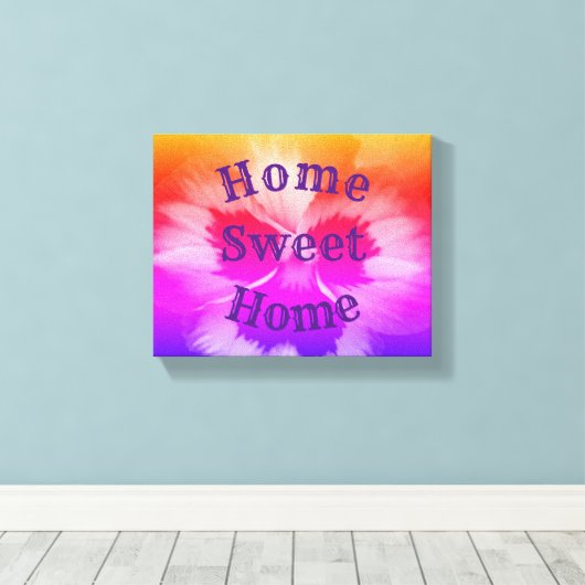 Home Sweet Home Pansy Flower Canvas Afdruk (Insitu (Houten vloer))