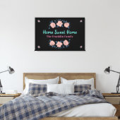 Home Sweet Home Pink Floral Flowers Aangepast Canvas Afdruk (Insitu (Slaapkamer))