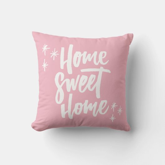 Home Sweet Home Pink met White Lettering Kussen (Voorkant)