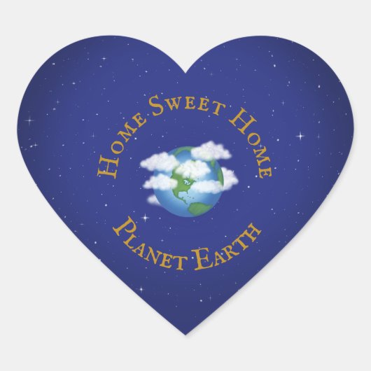 "Home Sweet Home Planet Earth" Liefde onze wereld Hart Sticker (Voorkant)