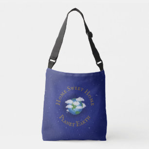 "Home Sweet Home Planet Earth" Whimsical Astronomi Crossbody Tas