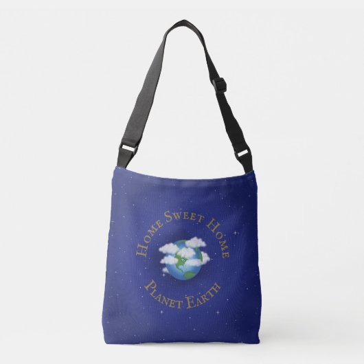 "Home Sweet Home Planet Earth" Whimsical Astronomi Crossbody Tas (Voorkant)