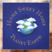 "Home Sweet Home Planet Earth" Whimsical Astronomi Raamsticker (Vel 2)