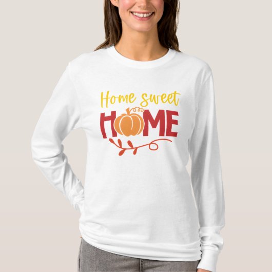 Home Sweet Home Pompoen en bladeren herfst T-shirt (Voorkant)