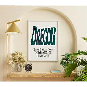 Home Sweet Home Portland Oregon Green State Kaart Poster